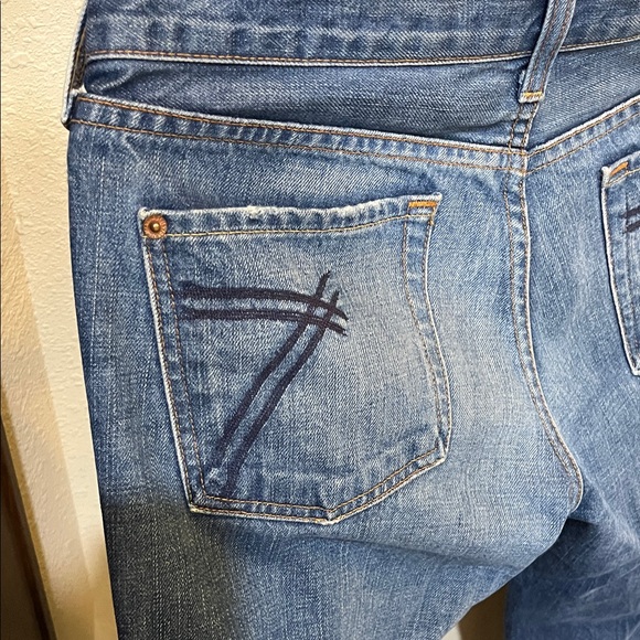 7 For All Mankind Blue Wide Leg Crop Denim - Picture 10 of 13